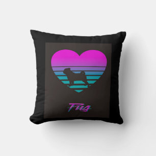 Pug Vaporwave Hart Pug Hondenliefhebber Gift Kussen