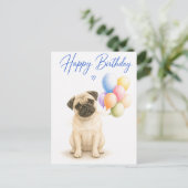 Pug-verjaardag Briefkaart (Staand voorkant)