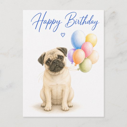 Pug-verjaardag Briefkaart (Voorkant)