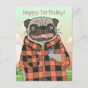 Pug-verjaardag Briefkaart
