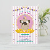 Pug Verjaardag Doggy Party Dog Confetti Kaart (Staand voorkant)