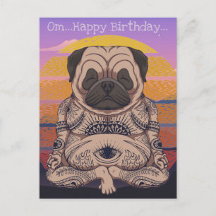 Pug verjaardag postkaart