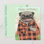 Pug verjaardagsansichtkaart briefkaart (Voorkant / Achterkant)