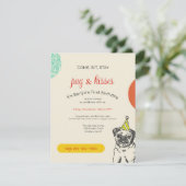 Pug-verjaardagsfeest uitnodiging (Staand voorkant)