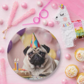 Pug verjaardagsfeestje papieren bordje (Feest)