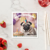 Pug verjaardagsfeestje servet (Insitu)