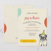 Pug-verjaardagsfeestuitnodiging Kaart (Voorkant / Achterkant)