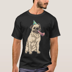 Pug Verjaardagshoorn Party pet T-shirt