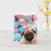 pug-verjaardagskaart kaart (Gele Bloem)