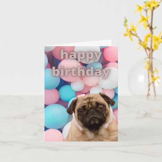 pug-verjaardagskaart kaart (Gele Bloem)