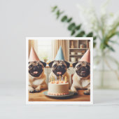 Pug verjaardagskaart, Pug kaart, Pug Kaart (Staand voorkant)