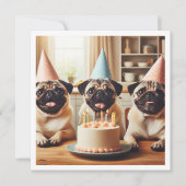 Pug verjaardagskaart, Pug kaart, Pug Kaart (Voorkant)