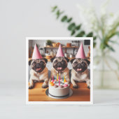 Pug verjaardagskaart, Pug kaart, Pug Kaart (Staand voorkant)