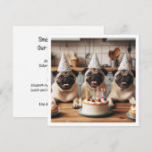 Pug verjaardagskaart, Pug kaart, Pug Kaart (Voorkant / Achterkant)