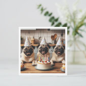 Pug verjaardagskaart, Pug kaart, Pug Kaart (Staand voorkant)