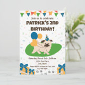PUG verjaardagsuitnodiging Kaart (Staand voorkant)