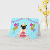 Pug-verjaardagsvakantiewenskaart Kaart (Gele Bloem)
