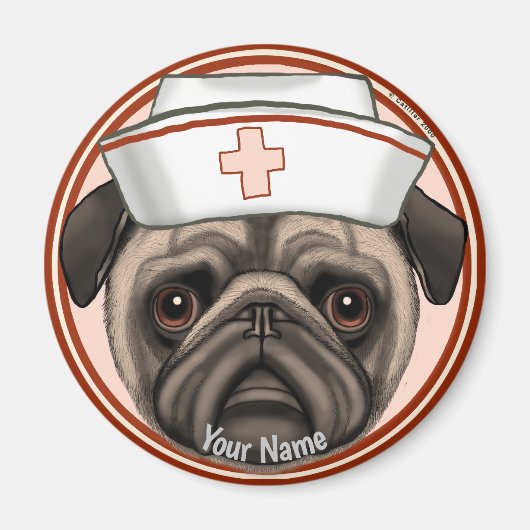 Pug Verpleegster Magneet (Voorkant)