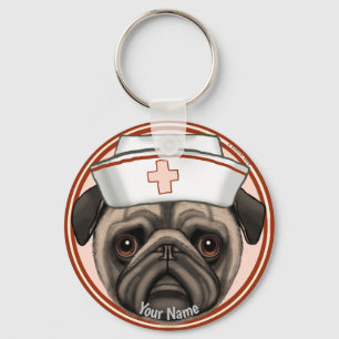 Pug-verpleegster sleutelhanger