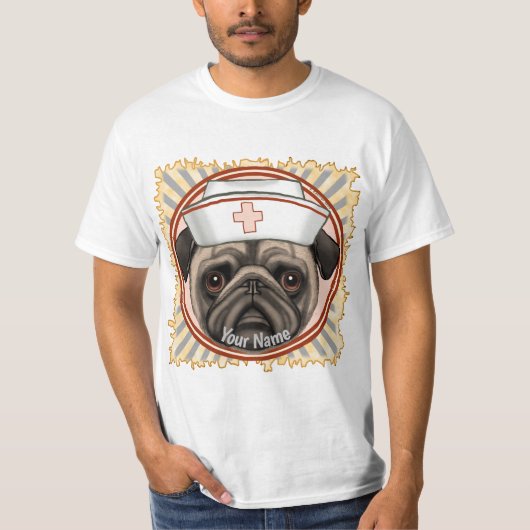 Pug verpleegster t-shirt (Voorkant)