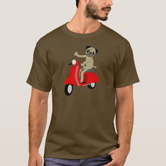 Pug Vespa Scooter T-shirt (Voorkant)