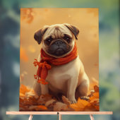 Pug Vibes: Cute Autumn Pug Acryl Bord (Neutraal)