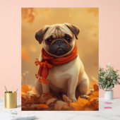 Pug Vibes: Cute Autumn Pug Acryl Bord (Huwelijk)