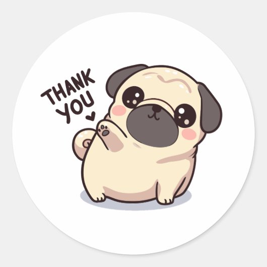 Pug - Vielen Dank Ronde Sticker (Voorkant)