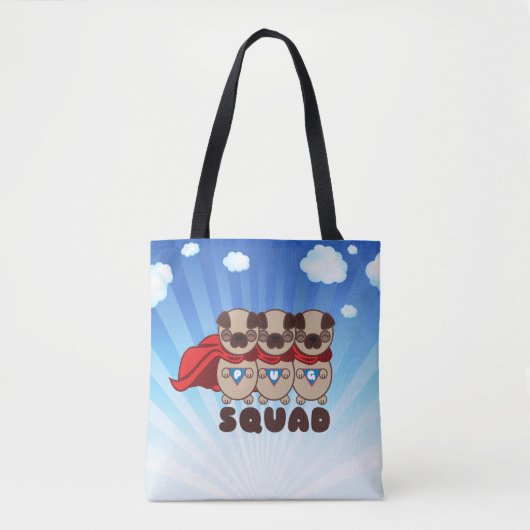 Pug-vierkant met achtergrond tote bag (Voorkant)