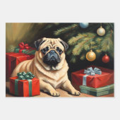 Pug viert Kerstmis Inpakpapier Vel (Voorkant 3)