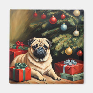 Pug viert Kerstmis Magneet