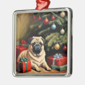 Pug viert Kerstmis Metalen Ornament (Links)