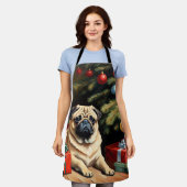 Pug viert Kerstmis Schort (Gedragen)
