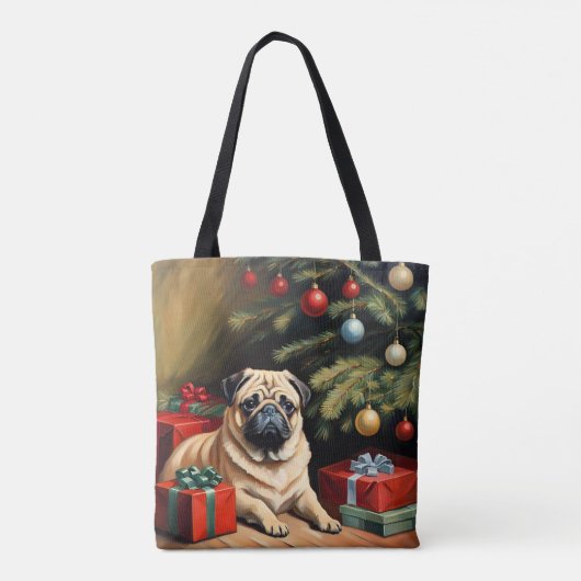 Pug viert Kerstmis Tote Bag (Achterkant)