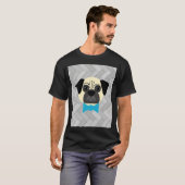 Pug visgraat grijs patroon t-shirt (Voorkant volledig)