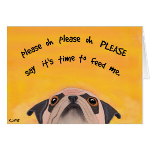 Pug Voertijd - Kunstkaart voor hondenliefhebbers