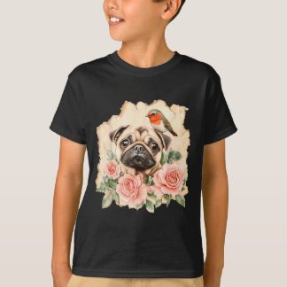 Pug vogel schattige hond grappige pug t-shirt