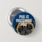 Pug volgt ronde button 5,7 cm (Voorkant /achterkant)