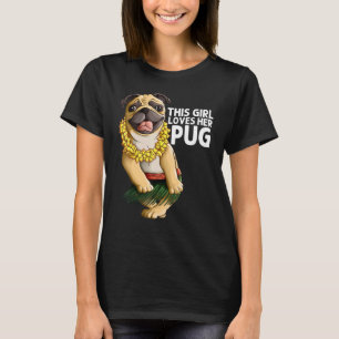 Pug voor meisjes Kinder Hula danser Aloha Pug T-shirt