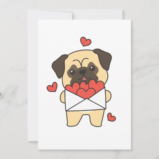 Pug voor Valentijnsdag Mooie Dieren Hart Feestdagenkaart (Voorkant)
