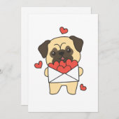 Pug voor Valentijnsdag Mooie Dieren Hart Feestdagenkaart (Voorkant / Achterkant)