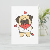 Pug voor Valentijnsdag Mooie Dieren Hart Feestdagenkaart (Staand voorkant)