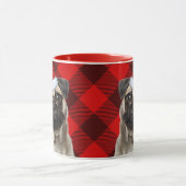 Pug-vriendelijke Pug-vakantie Rood Buffalo Plaid Mok (Midden)