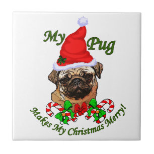 Pug Vrolijke Kerstmis Tegeltje