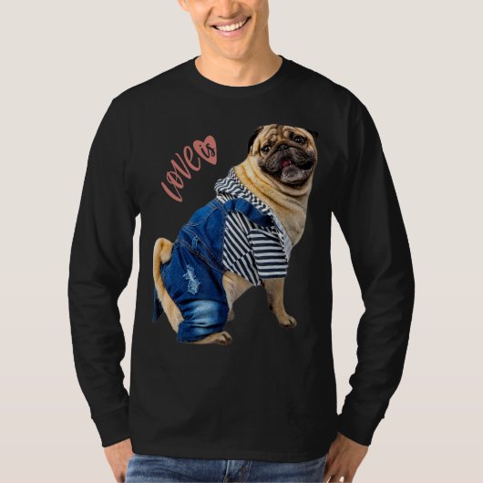 Pug Vrouwen Mannen Pug Moeder Vader Leven Liefde H T-shirt (Voorkant)