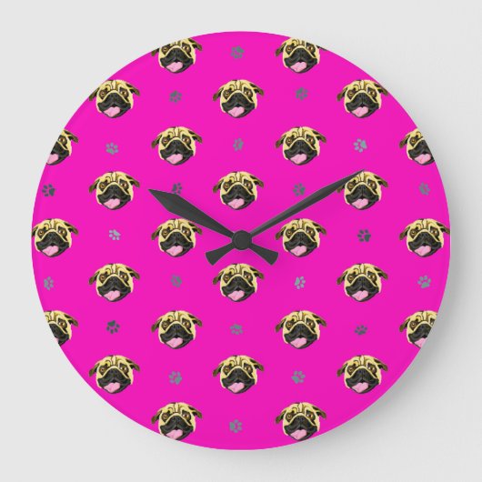 Pug Wall Clock Showroze Grote Klok (Voorkant)