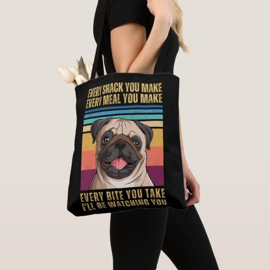 Pug Watching Snack en Meal Tote Bag (Dichtbij)
