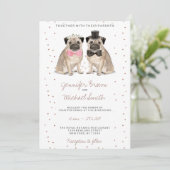Pug watercolor bruiloft kaart (Staand voorkant)