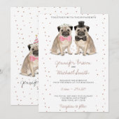 Pug watercolor bruiloft kaart (Voorkant / Achterkant)