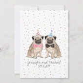 Pug waterverf bruiloft kaart (Achterkant)